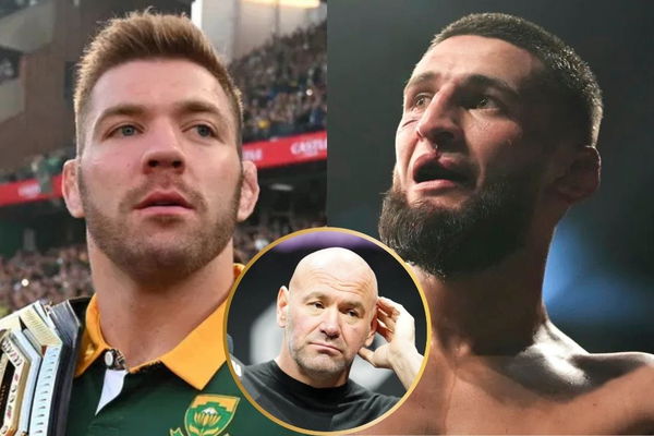 Dricus du Plessis, Khamzat Chimaev and Dana White